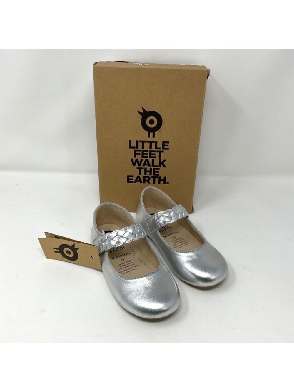 Old Soles Lady Plat Girls Silver Leather Mary Jane Flats Size EUR 29 Mary Janes